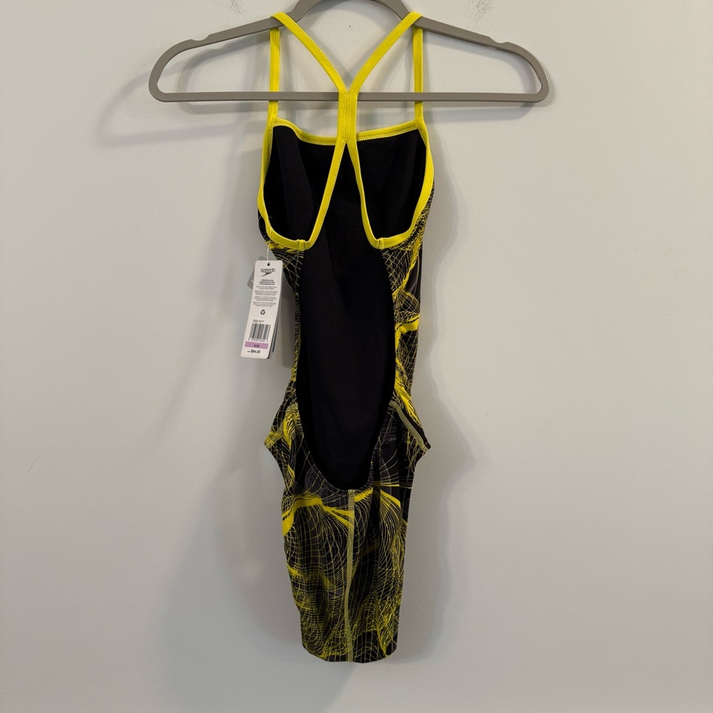 Speedo Black and Yellow Women's Endurance One Piece Swimsuit - Picture 4 of 7
